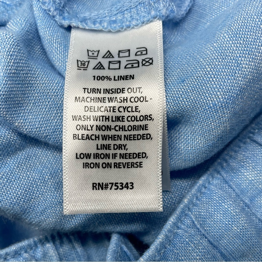 100% Linen Cynthia Rowley Wide Leg Crop Pants In Light Blue Sz XL - Picture 7 of 9
